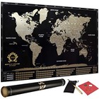 Detailed Scratch Off World Map Poster - Xl - Black And Gold Scratchable World 