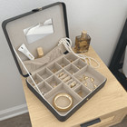 Opal Large Women Jewelry Organizer Travel Case With Mirror In Black