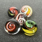 Handmade Art Glass Marble 5 Pack Contemporary Swirls  73 - 79  Red Orange Yellow