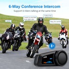Fx6 Motorcycle Bluetooth Headset Intercom 6 Riders Group Motorbike Helmet Fm Cvc