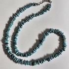 Turquoise Chip Beaded Necklace Adjustable  Chain Lobster Clasp Sterling Silver