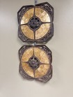 Set Of Two  Ornate Wall Medallion Decor Panel With Golden Inlay  Vintage Style A