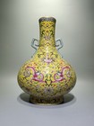 Chinese Antique Famille Rose Porcelain Vase With Flower And Dragon Pattern