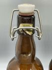 Vtg Grolsch 2pc Brown Glass Beer Bottle W porcelain Swing Top Stopper Metal Bail