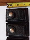  2  Black Leather Duty Belt Double Glove Pouches
