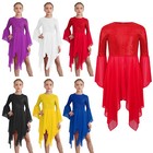 Kids Girls Dresses Show Dress Dance Worship Ballet Leotard Round Neck Tunic