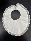 Infant Bib Handmade Embroidered Special Occasion Delicate Lace Edging Vintage