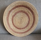 Round Woven Wicker Basket Tray  Beige brown Rings  Natural Traditional