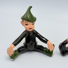 Vintage Ceramic Elf Pixie Figurines Set Of 3 Mid Century Holiday Decor Gilner