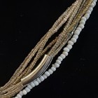 Multi-strand Bead Necklace Silver Tone Cable Chain Adjustable Lobster