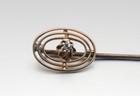Vintage Genuine Diamond 10k Gold Filled  Antique Victorian Hat Stick Pin 1 12g