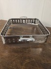 Vtg Silver Plated Square Filigree Footed Casserole Chafing Serving Stand