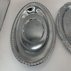 Vtg Irvinware Set Of 2 Oval Serving Trays 9  Silver Plated Chrome Etched Rope
