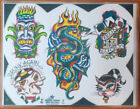 9 Sheets Of Eric Maaske Traditional Vintage Classic Tattoo Production Flash Art