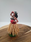 Hawaiian Dashboard Nodder Hula Girl With Natural Grass Skirt   Flower Pom Poms
