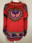 Vtg 90s Rebecca Stone L Pop Artsy Sweater Boho Indie Ribbon Embellish Granny
