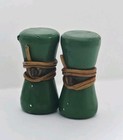 Vintage Toggle Buttons Cord Lock stop Kelly Green Wood Wire Shank 2 Pcs 33 Mm 