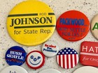 25 Button Pinback Pin Lot  Political   Oregon Names - Trump  Hoover  Nixon  Ike