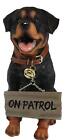 Guest Welcome Realistic Rottweiler Dog With Jingle Collar Sign Decor Statue 13 h