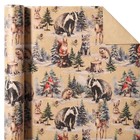  Kraft Christmas Wrapping 17 Inch X 33 Feet Wild Animals Winterfall Watercolor