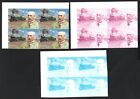  aop  Nevis 1985 Railways  2 50 Imperf Color Proofs Blocks Of 4 Mnh  3 Blocks 
