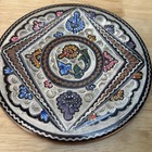 Vtg Turkish Copper Handpainted Round 7  Plate Decorative Wall Hanging 