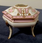 Gorgeous Antique Hand Painted Nippon Porcelain Hair Receiver  Hexagon Victorian