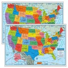 2x Wall Map Of The United States Usa Road Travel Maps City Name Us Poster 28x40 