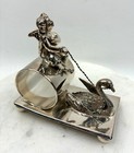 Antique Aurora  43 Figural Napkin Ring Cherub Swan Triple Plate Victorian 1875