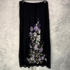Vtg Y2k Sheer Lined Dark Floral Romantic Maxi Skirt Sz 18 20w Whimsical Fairy