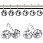 Elecharm 12 Pcs Bling Rhinestones Shower Curtain Hooks Bathroom Clear Crystal 