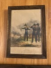 Antique German Military Uniform Lithograph  Prints Austria Saxony Framed Set