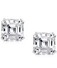 925 Sterling Silver 2 00cttw Asscher Cut Stud Earrings 6mm For Women