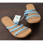 A New Day Women Blue Triple Strap Slide Sandals Size 8 5