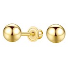 14k Gold Ball Stud Earrings  Round Cubic Zirconia  Secure Screw-back  Elegant Je