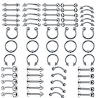 110pcs Body Piercing Set 316l Steel Nose Ear Belly Lip Tongue Ring 14g 16g 20g