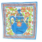 Vtg Linen Towel Retro Tea Pot Bold Blue Orange Green Floral Baumwolle Advertise 