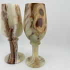 Vintage  2  Marble Onyx Natural Stone Goblet Wine Glasses 7 5  Tall