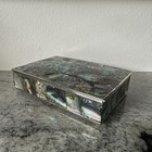 Vintage Mexican Silver Abalone Alpaca Trinket Box With Redwood Interior