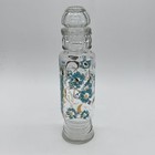 Apothecary Vintage Glass 11  Jar Mid Century Turquoise Blue   Gold Floral
