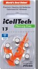 Icell Tech Size 13 Hearing Aid Batteries  60 Cells   3 Year Shelf Life Usa