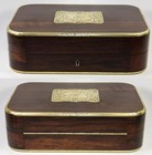Antique French Vanity Travel Set  Hardwood Case By Dubreuil  Inkwell   Jars