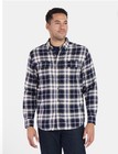 George Flannel Shirt Mens Size Large Blue White Yellow Plaid Lumberjack Woodsman