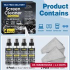 Screen Cleaner Spray 16oz  4oz X 4 Pack  - Tv   Computer Screen Cleaner With 2 M