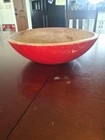 Vintage antique Hand Turned Wood Dough Bowl 12 25    Primitive rustic Farmhouse 