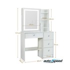 Make Up Vanity Set Desk With Sliding Mirror And Led Lighted 4 Drawers 5 Shelves