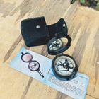 Handmade Brass Brunton Pocket Compass With Leather Case