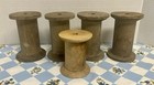 Vintage Wooden Wood Industrial Spools Textile Bobbins Lot Of 5