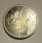 1966 Canada Silver Dollar Voyageur Canoe Queen Elizabeth Ii 