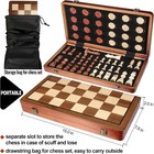 2 In 1 Wooden Chess And Checkers Set - Folding Magnetic Chess Board With Storage